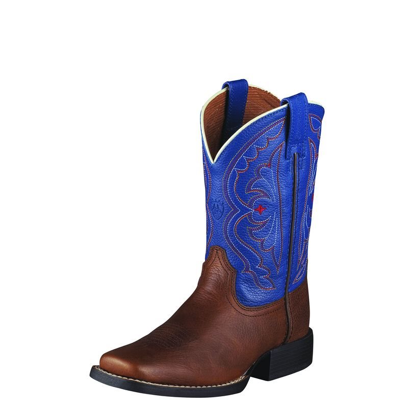 Ariat Western: Quickdraw Botas Western Niños - Marrones / Azules Oscuro (DTNOX4035)